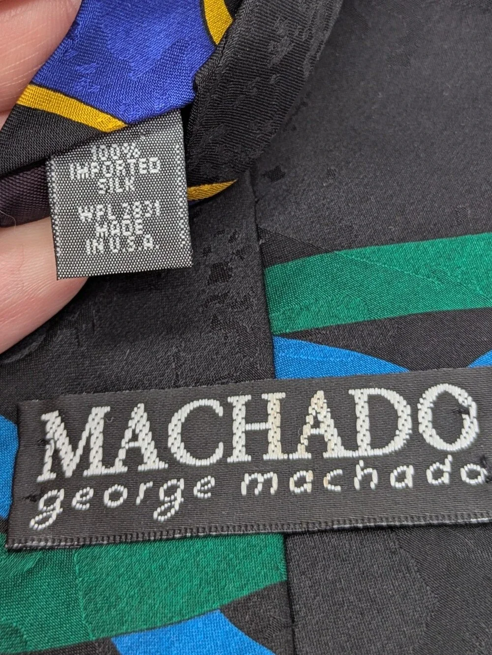 Vintage Machado Clerk Red Yellow Christmas Ornament & Bells Silk Tie